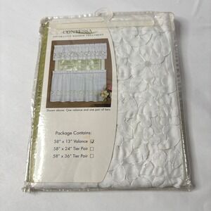 VTG Contessa Lace Floral Valance White Decorative Window Treatment 58x13 Cottage